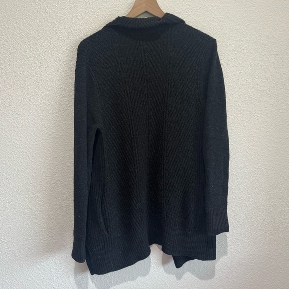 Vince Cardigan Sweater S Small Yak Wool Blend Lamb Leather Open Front Black - Picture 9 of 9